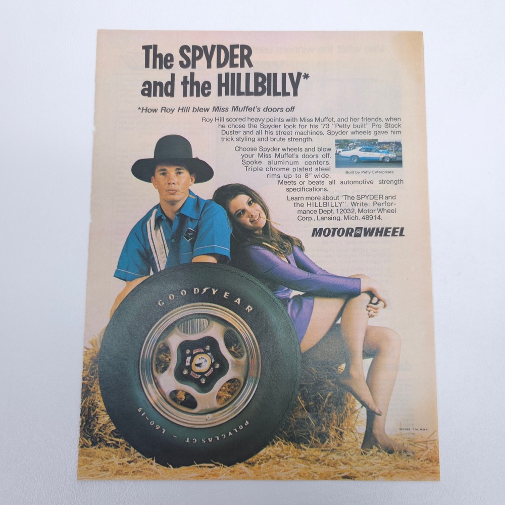 Goodyear Polyglas Tire Vintage Print Ad Motor Wheel Spyder Hay Hillbilly Retro